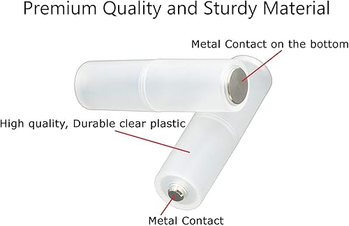 Miniatura 3 de Adaptador de batería AAA a AA, convertidor de batería, carcasa para batería AAA con contactos metálicos en la parte inferior (color transparente,