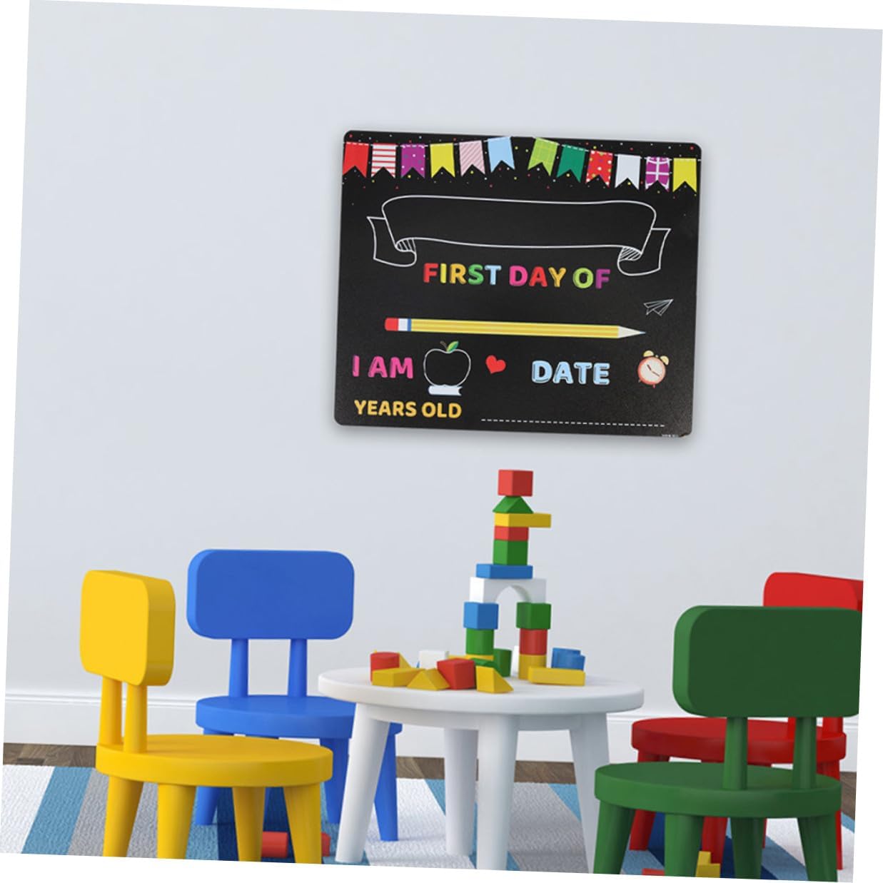 FAVOMOTO 2pcs ’s Writing Chalkboards for Kindergarten and Elementary School, PVC Message Boards with Photo Sign, First Day of School Supply for Preschool Classroom Use
