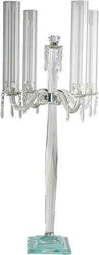 Miniatura 7 de Efavormart - Candelabro de cristal de alta calidad con 4 brazos de 36 pulgadas con cadenas de araña