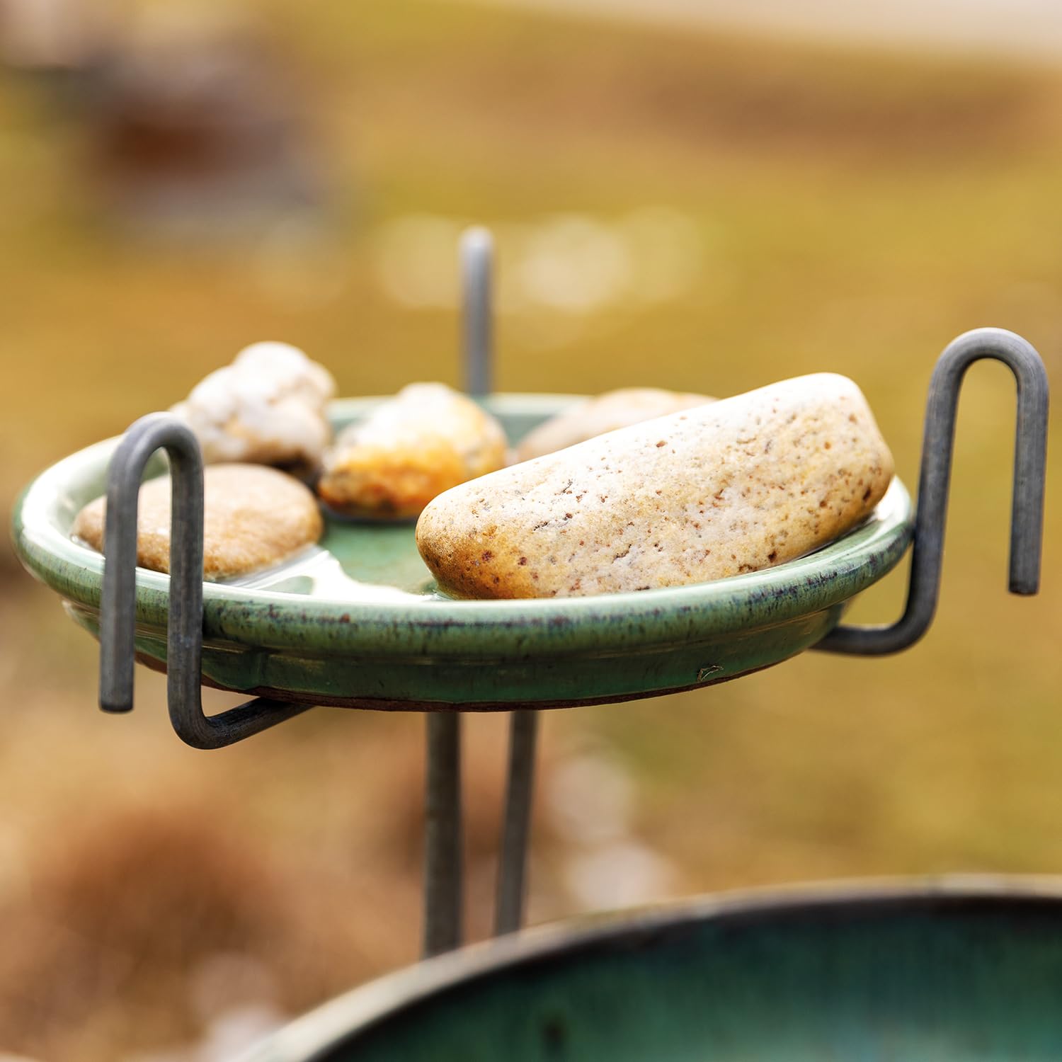 bellissa Support de bain pour insectes et oiseaux, en métal, argenté, réglable, pour bain d'oiseaux, jardin