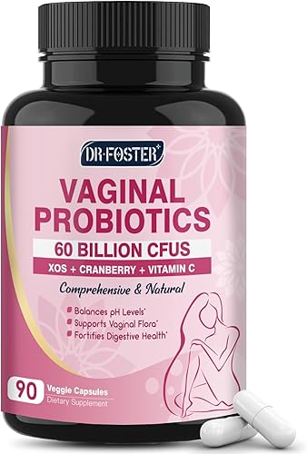 DRFOSTER Probióticos vaginales para mujeres, equilibrio de pH con prebióticos y arándanos, cuidado femenino probiótico para mujer que promueve el