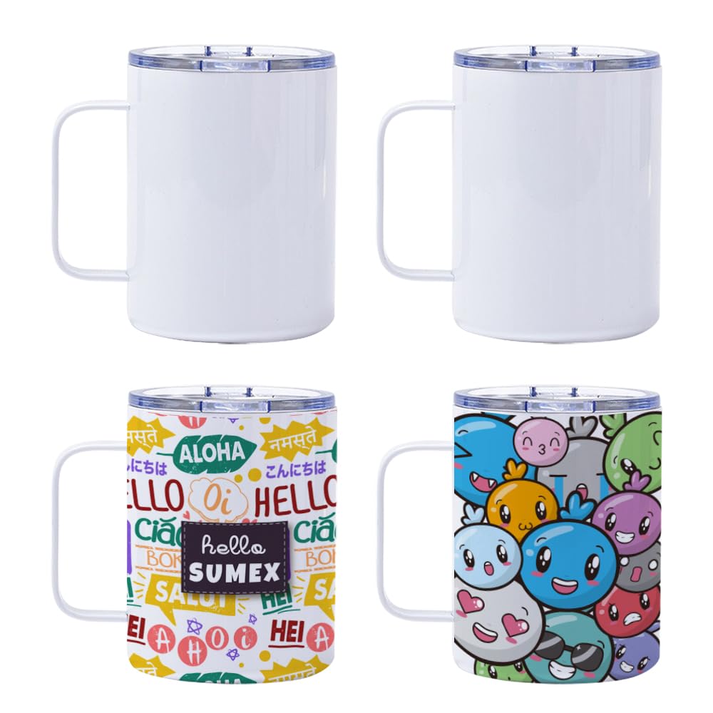 Sumex Lot de 4 tasses à sublimation en acier inoxydable 355 ml