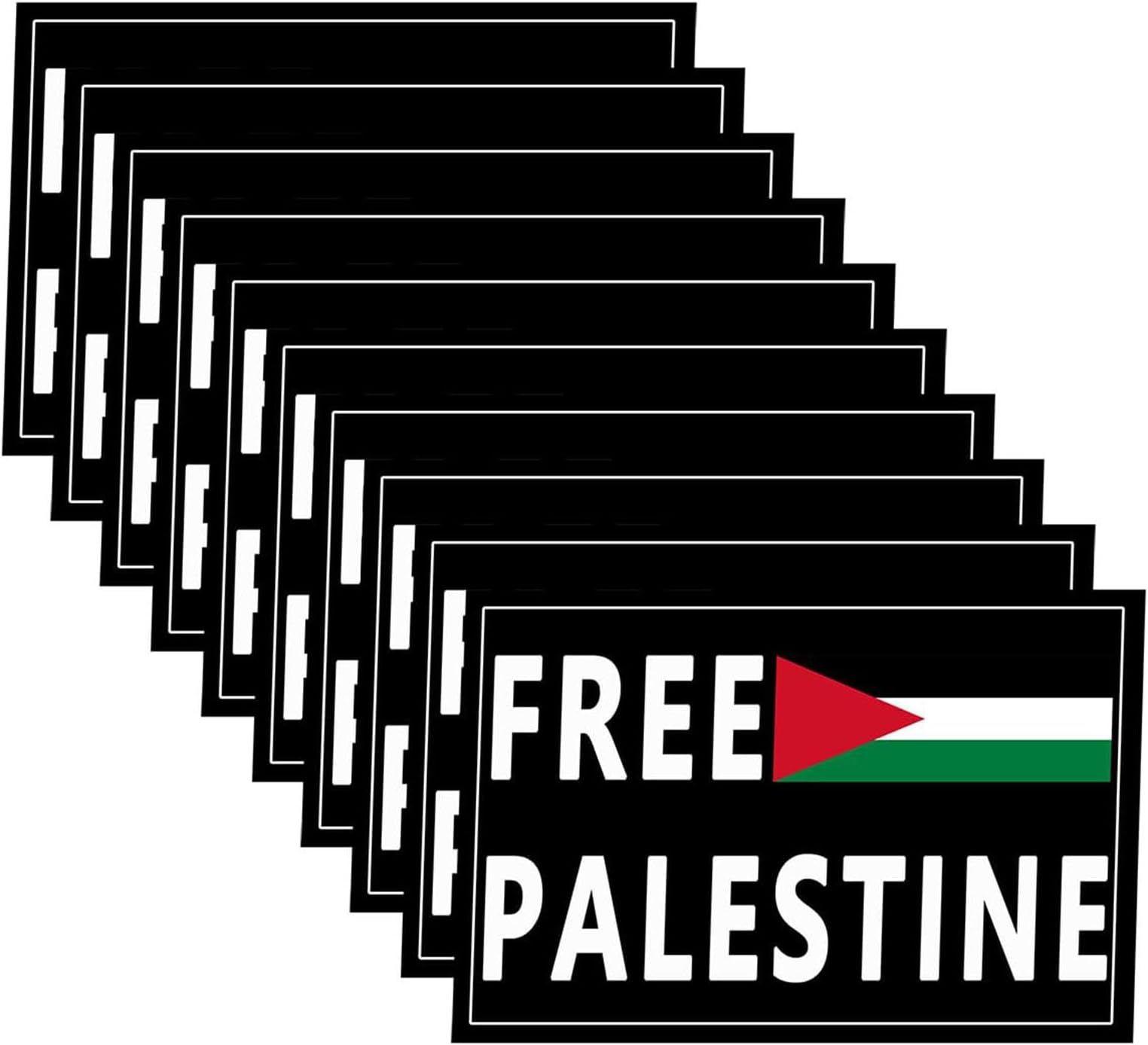 10 Pack Free Palestine Gaza Flag, Arabic Freedom for Palestinians Stand with Israel Flag, Support Israel Stickers, Laptop Bumper Decal, Window Waterproof Car Stickers (Black)