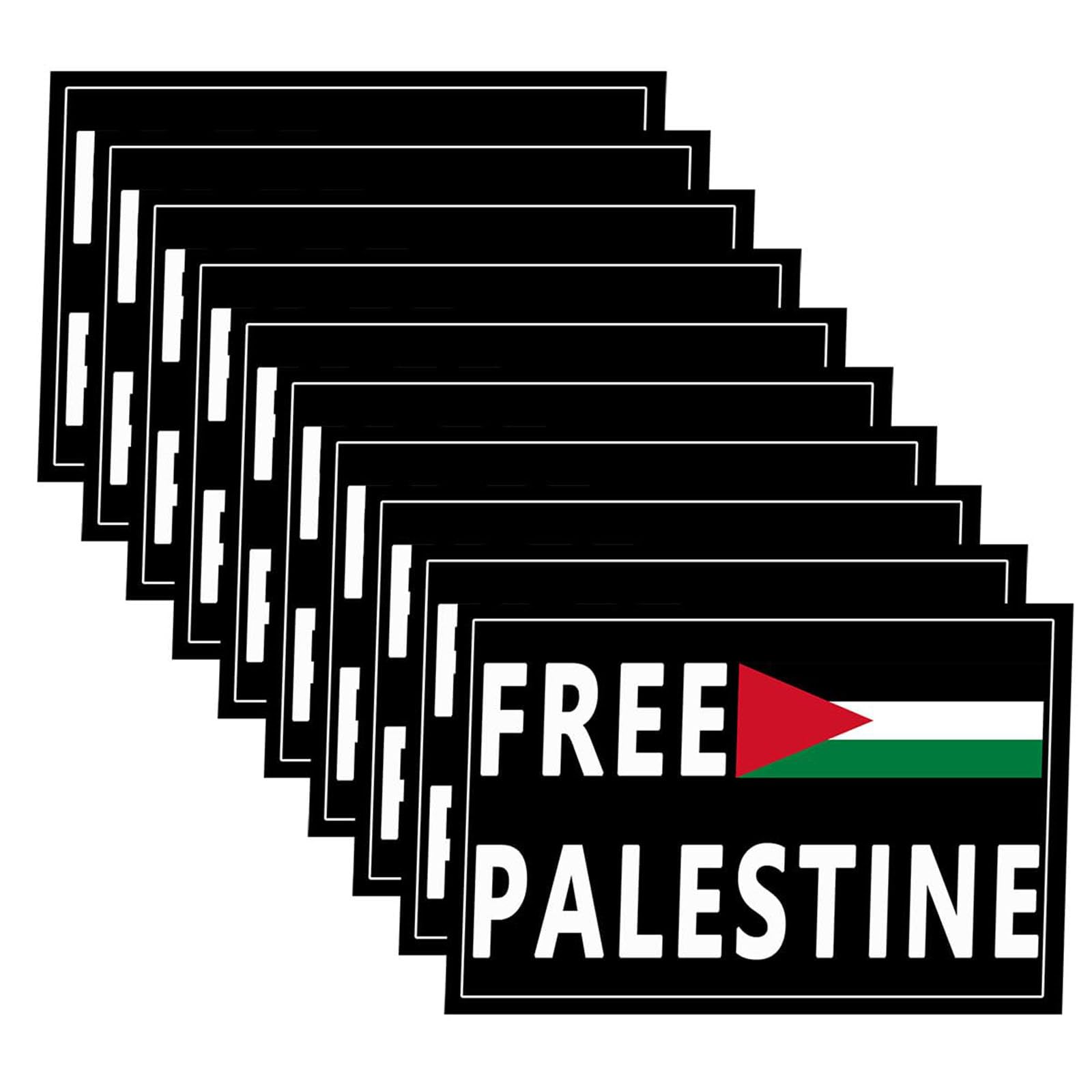10 Pack Free Palestine Gaza Flag, Arabic Freedom for Palestinians Stand with Israel Flag, Support Israel Stickers, Laptop Bumper Decal, Window Waterproof Car Stickers (Black)