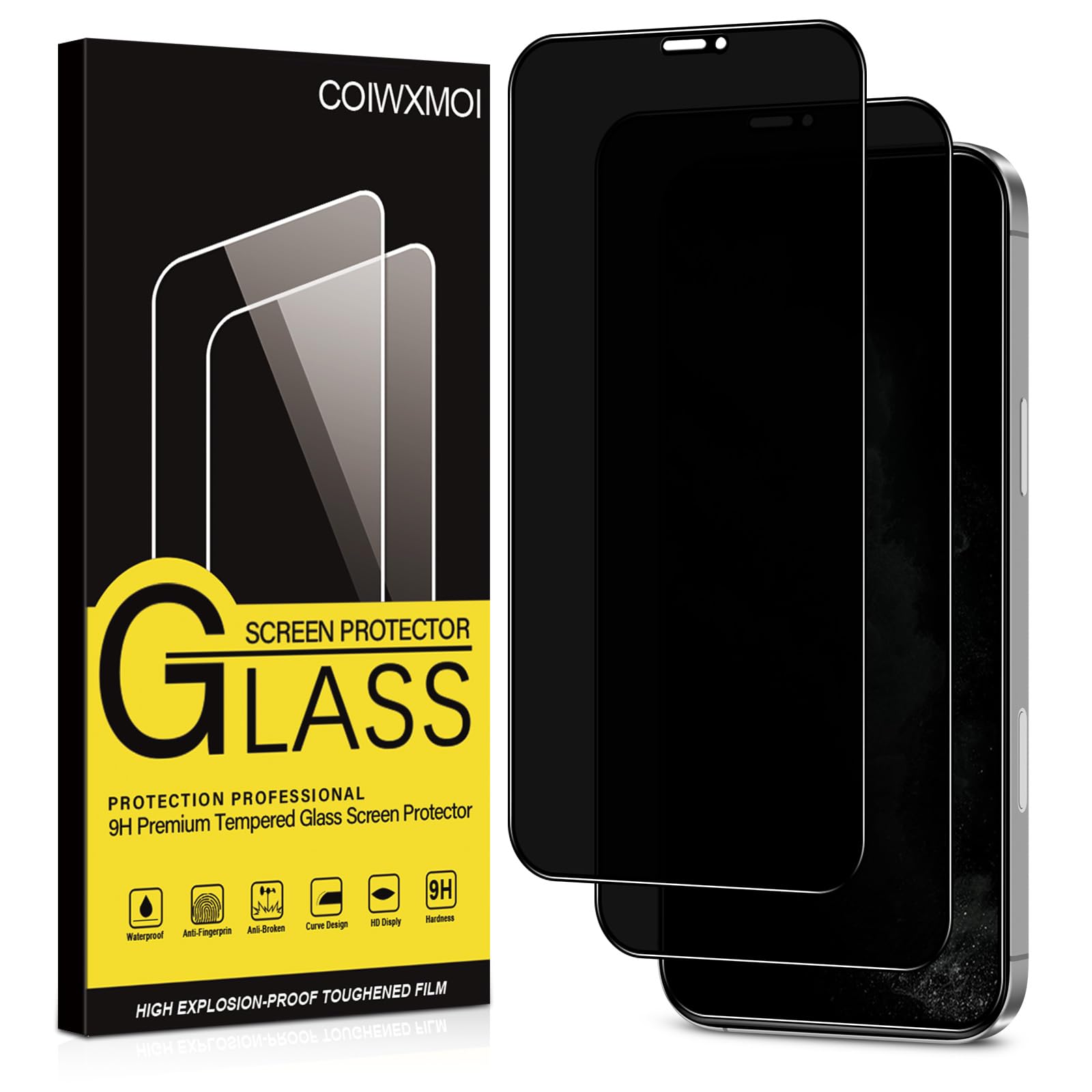 Coiwxmoi Protector Pantalla Privacidad para iPhone 11 Pro Max Cristal Vidrio Templado Antiespia 9H Dureza Anti-Arañazos Antihuellas Anti Espía Protectora Película Sin Burbujas Privacy Screen,2 Piezas