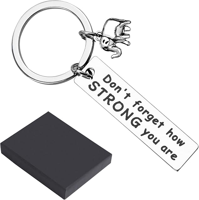 HuaJiao Inspirational Keyring with Gift Box, Elephant keyring Motivational Gifts Don't Forget How Strong You are Keyring Best Friends keyring Friendship Gifts for Birthday Gift