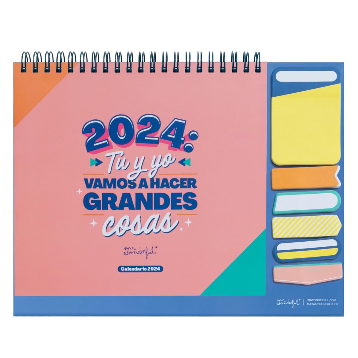 Mr.Wonderful 2024 Desktop Calendar, You and Me Let's Do Great Things, 18 x 2 x 24, multi-coloured