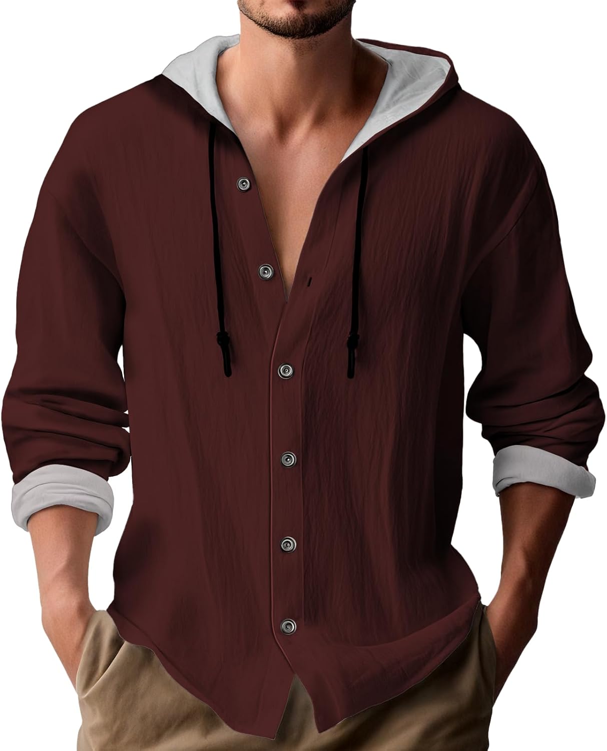 Retro Long Sleeve Hooded sweatshirt for Men Graphic Hoodies Pullover Lightweight Bu...