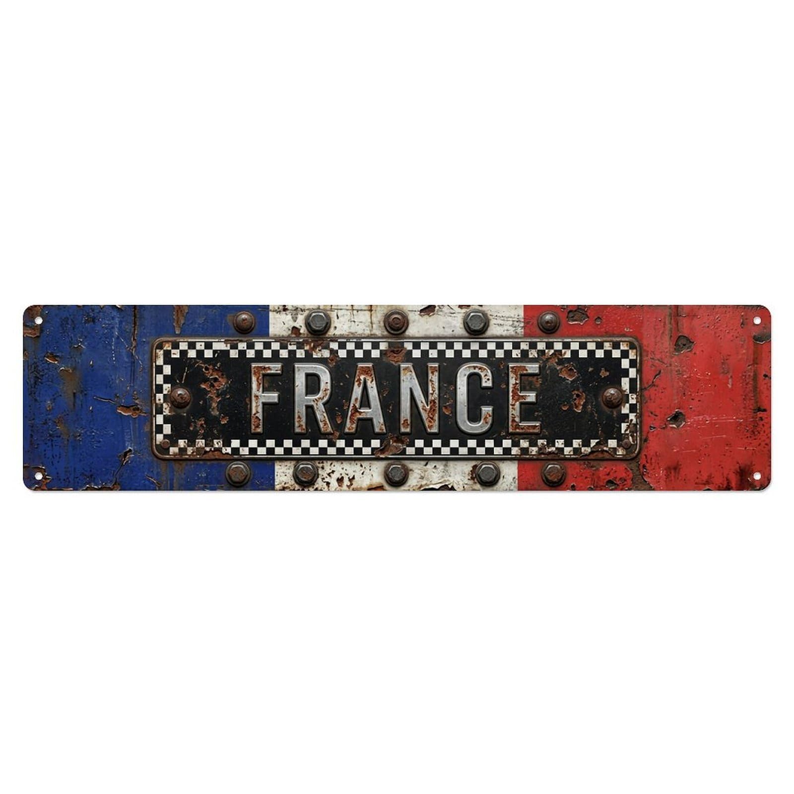 Okahys 4X16inch(10X40cm) France Flag Garage Collection Vintage Metal Tin Sign