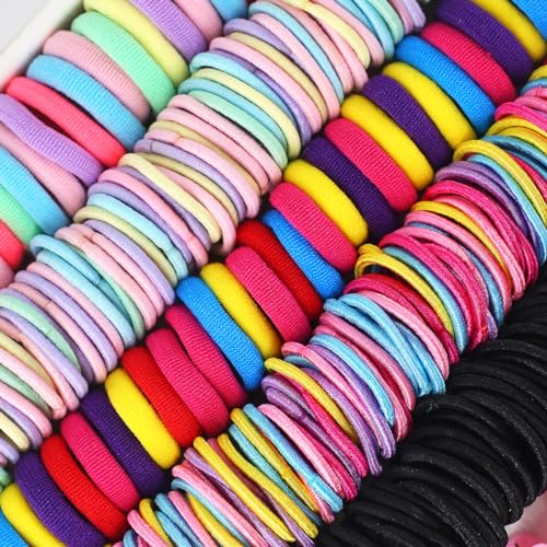 INSKIDS 440-teiliges Haar-Zubehör-Set für Mädchen, Bonbonfarben, Nylon-Haargummis, elastische Pferdeschwanz-Halter, Gummiband für Babys und Kinder, Cartoon-Haarspange für dickes und dünnes Haar
