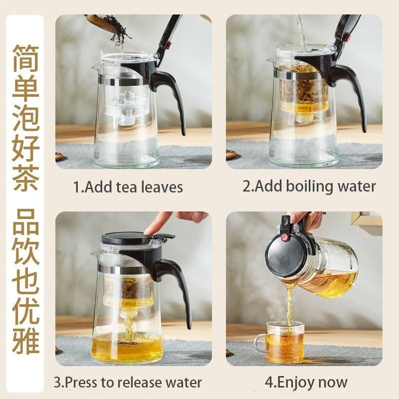 Kamjove Tea Pot Detachable Filter Glass Tea Pot 500ML,16.9OZ Borosilicate Heat Resistant Teapot