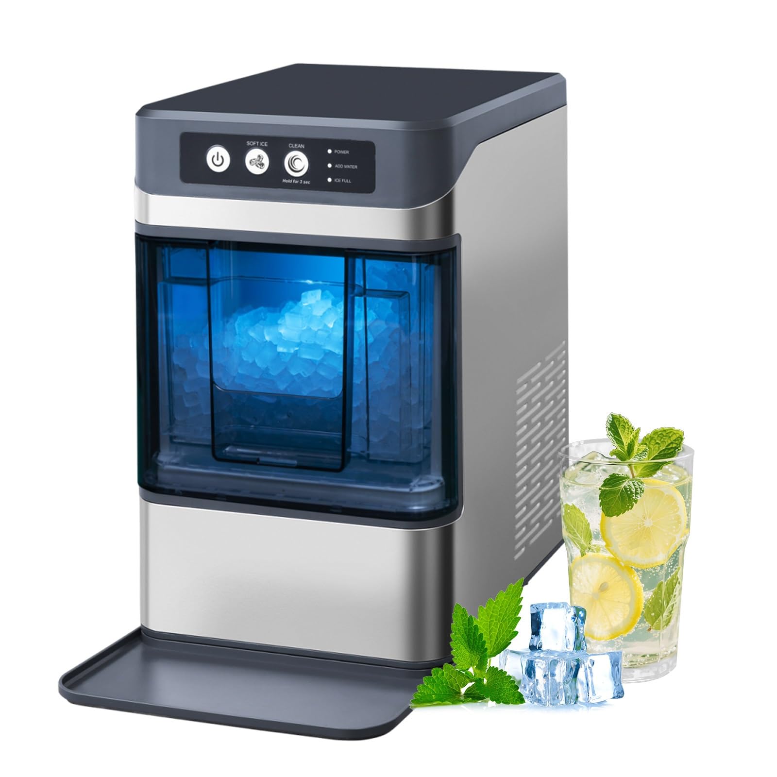 Machine à glaçons nugget compacte en acier inoxydable pour maison - 8