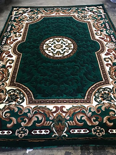 Kingdom Traditional Area Rug Hunter Dark Green Persian Design D123 (8 Feet X 10 Feet) #TOP2