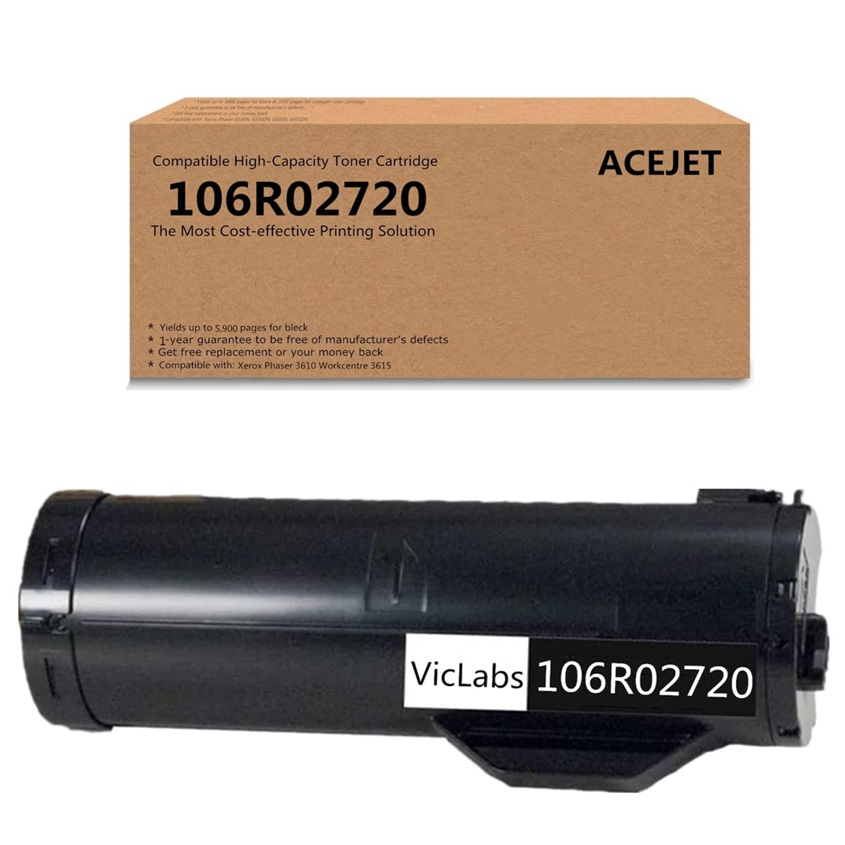 Remanufactured 106R02720 Black Toner Cartridge Replacement for Xerox Phaser 3610 Workcentre 3615 Printer (5,900 Pages 1 Pack)