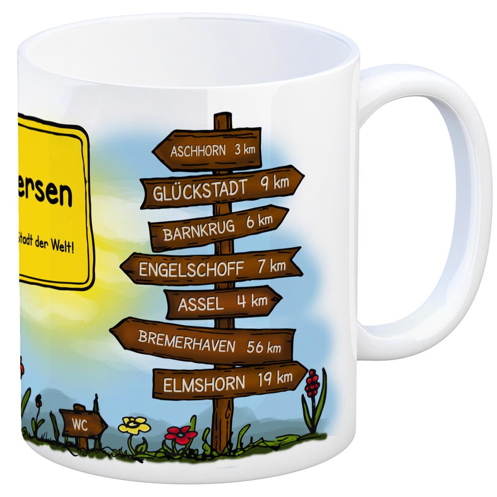 Drochtersen Kaffeebecher – 'Einfach Die Geilste Stadt Der Welt' Mit Wegweisern Zu Köln, Aschhorn & Mehr, Keramik, 300 Ml