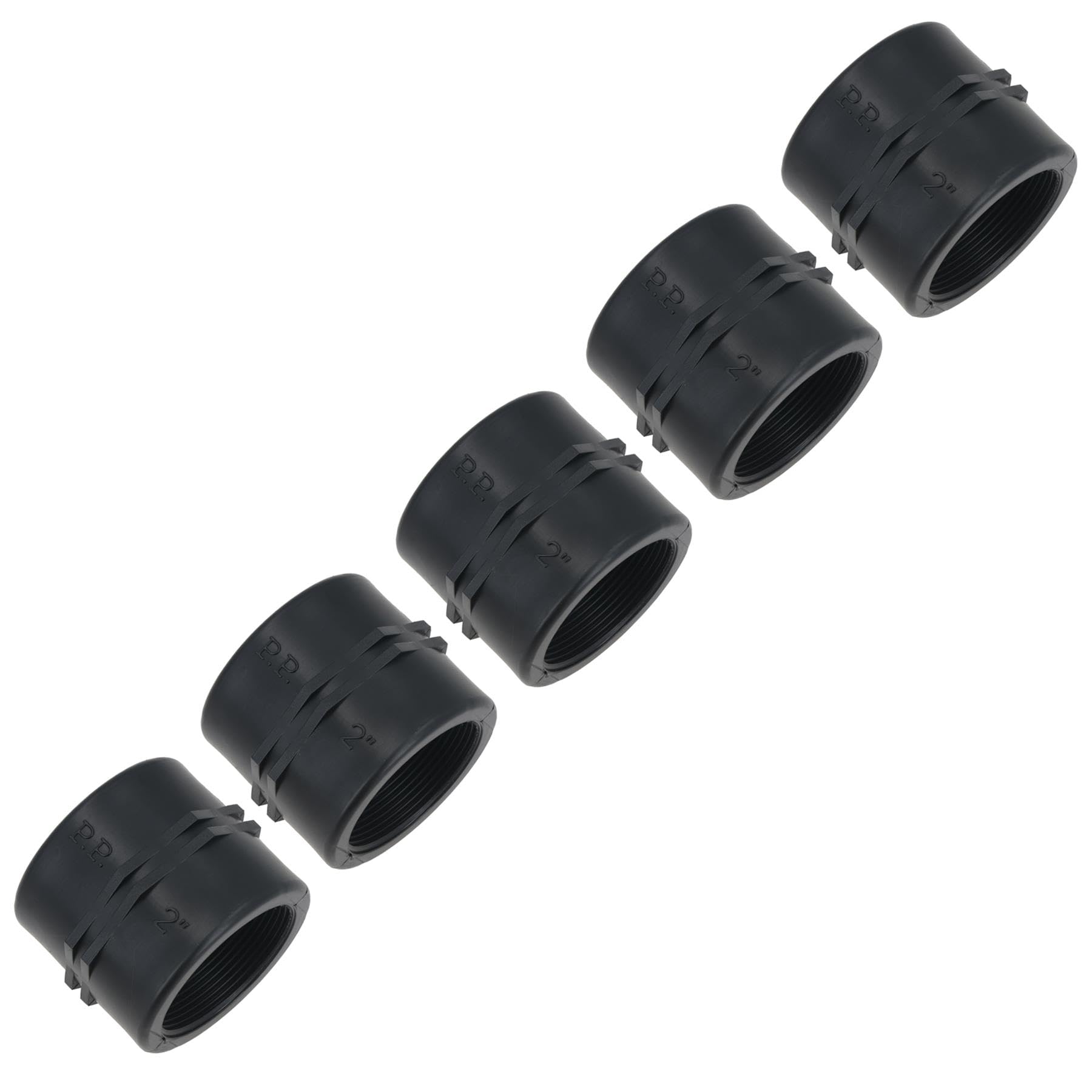 Polypropylene PP Female Threaded Pipe Fitting Sockets 2in – 2in BSP 5pc