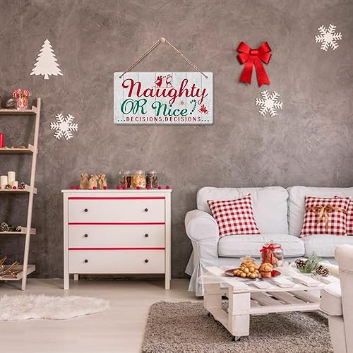 Decoración de Navidad para decoración de invierno, letreros de madera con diseño rústico de decisiones traviesas o agradables decisiones, arte de disponible en Yaxa Costa Rica