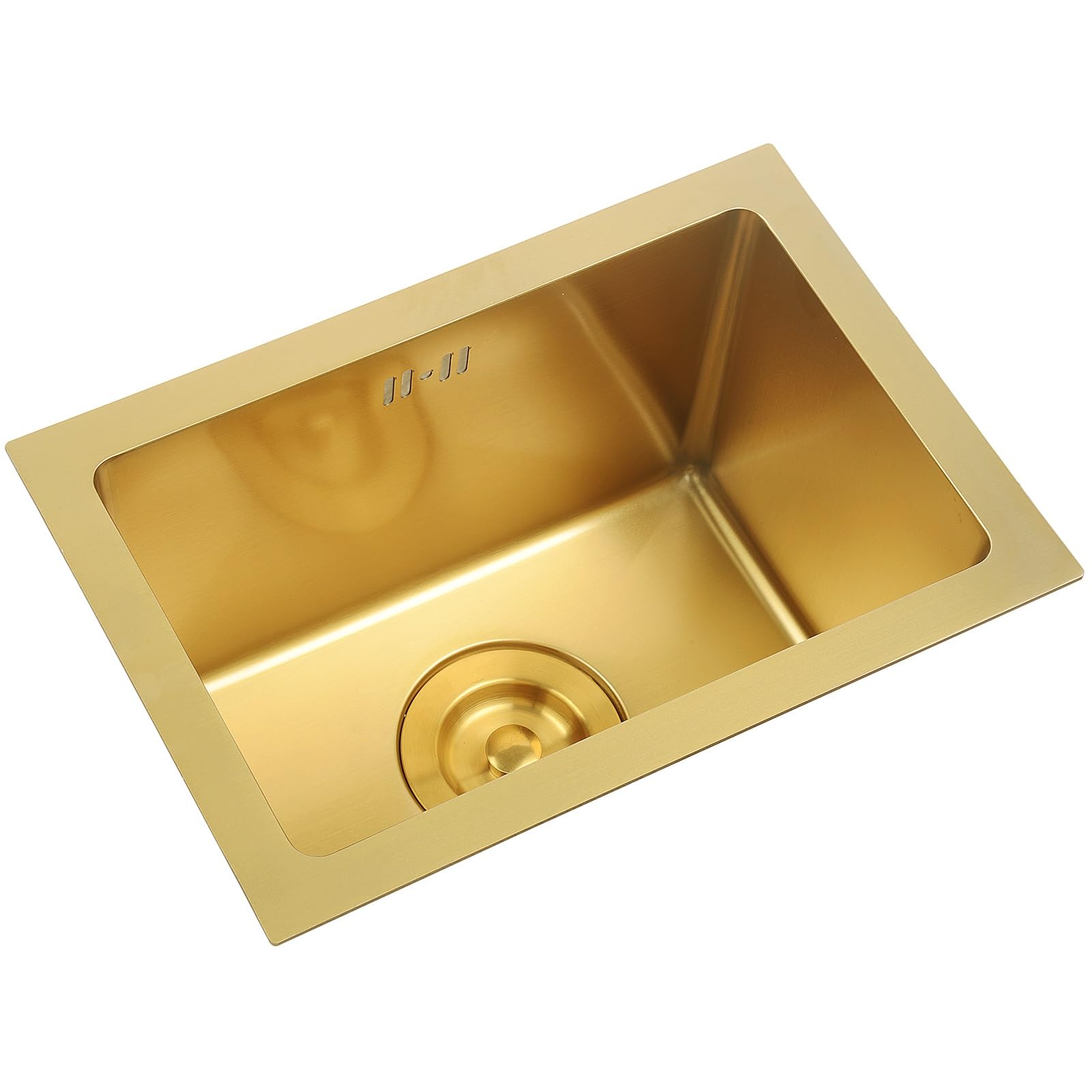 ZQFHSX Gold Bar Sink, Undermount Small Single Bowl RV Nano Stainless Steel Kitchen Sink With Drain And Drainage Components(38x26cm)