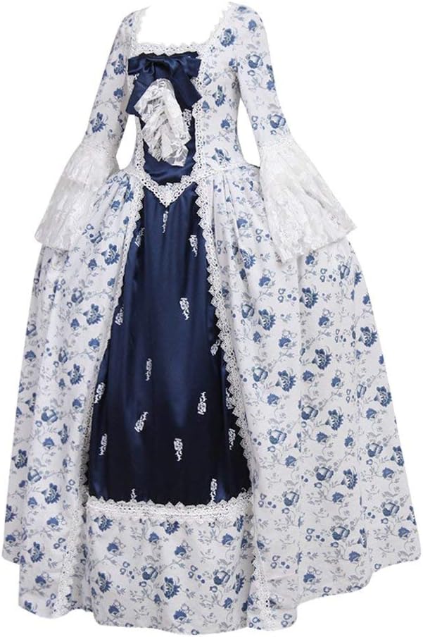 CosplayDiy Women's Rococo Ball Gown Gothic Victorian Dress Costume Navy Blue Flower - Image 2