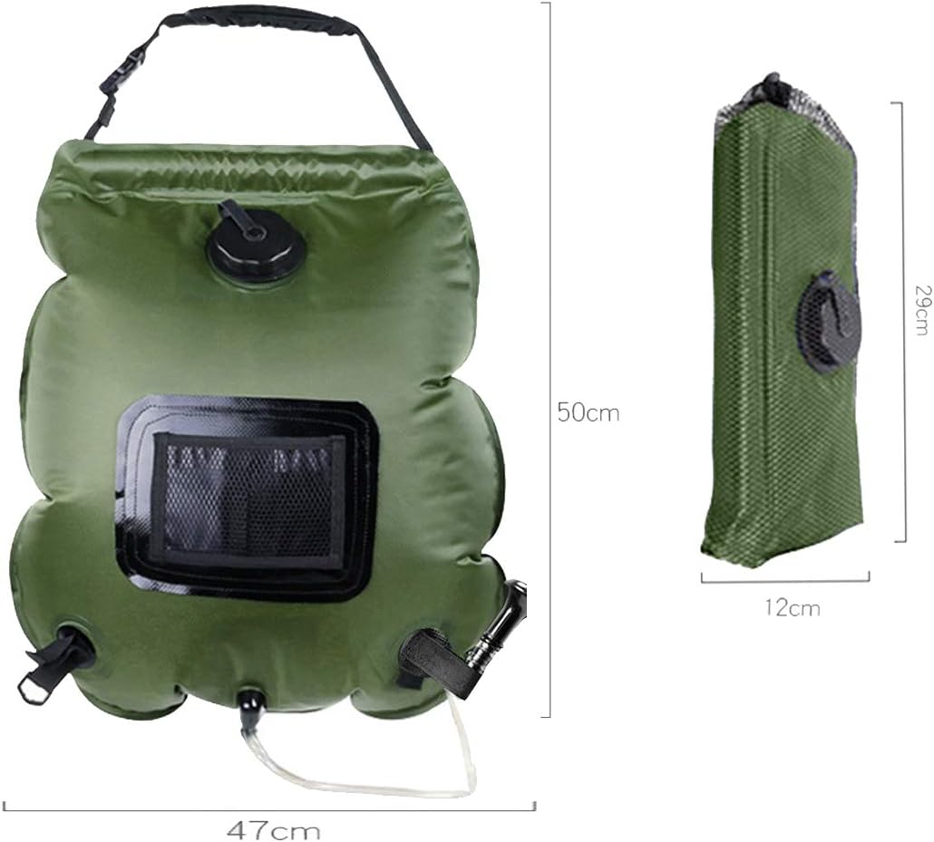 COSWE Solar Shower Bag Portable Shower for Camping Heating Camping Shower Bag 5 Gallons/20L Hot Water 45°C Switchable Shower Head for Camping Beach Swimming Outdoor Traveling Hiking