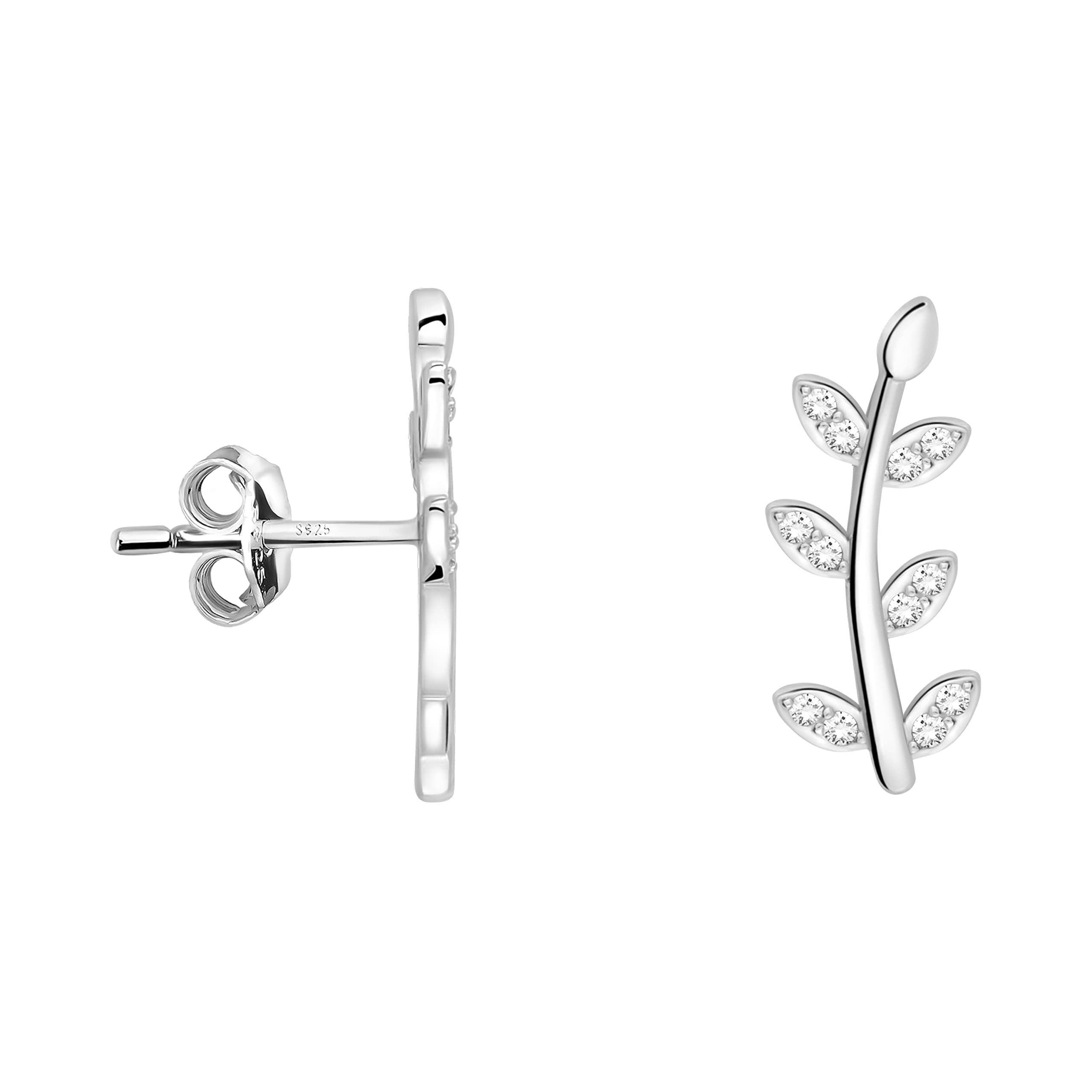 Sofia Milani Pendientes para Mujeres en Plata de Ley 925 - con Circonitas - Pendientes de Hoja Rama - 20201