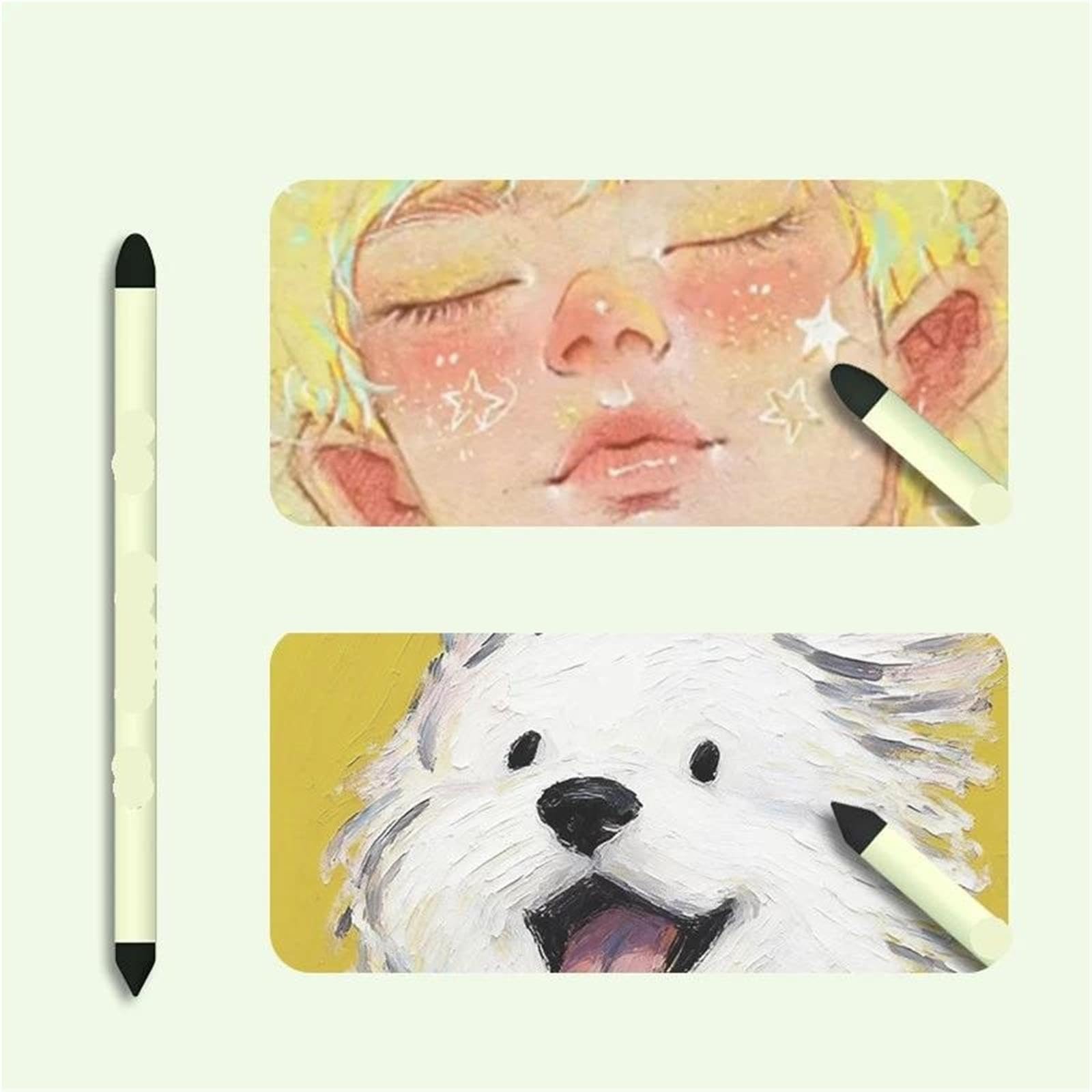 Künstler Mischschwamm Stift Mischschwamm-Pinselstift-Set, 2-teilig, doppelköpfig, waschbar, Skizze(2Pcs Set C)