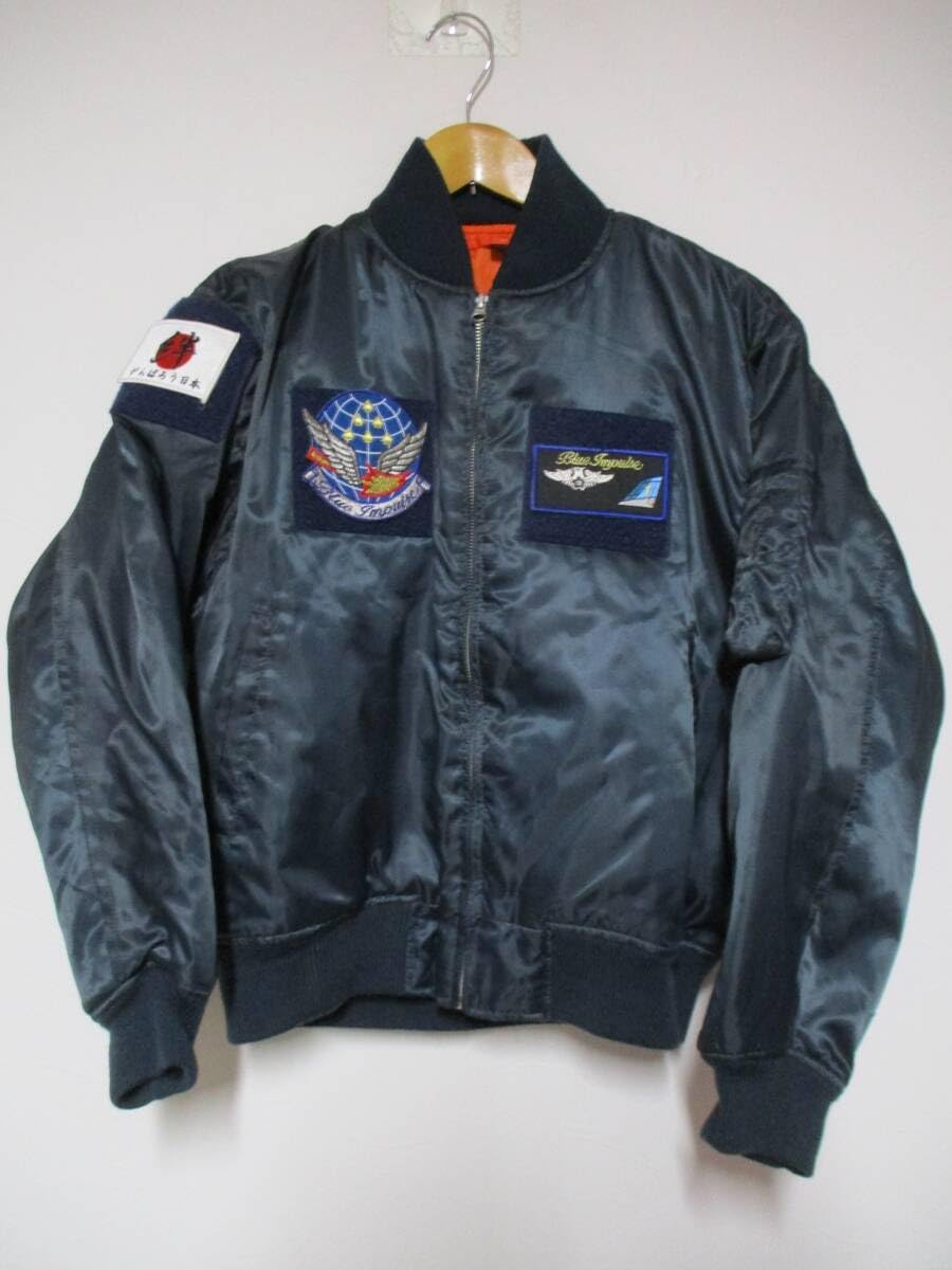 航空自衛隊 ブルーインパルス JASDF MA-1 フライトジャケット ネイビー ☆ PX品 航空自衛隊 ブルーインパルス ワッペン付 パイロット