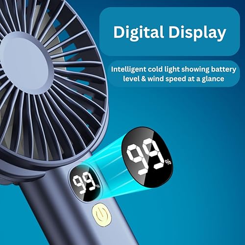 Miniatura 3 de Vortex S-19 USB MINI FAN Azul Pequeño Práctico Práctico Inalámbrico Recargable Potente 5 niveles de velocidad Opción de modo de viento natural