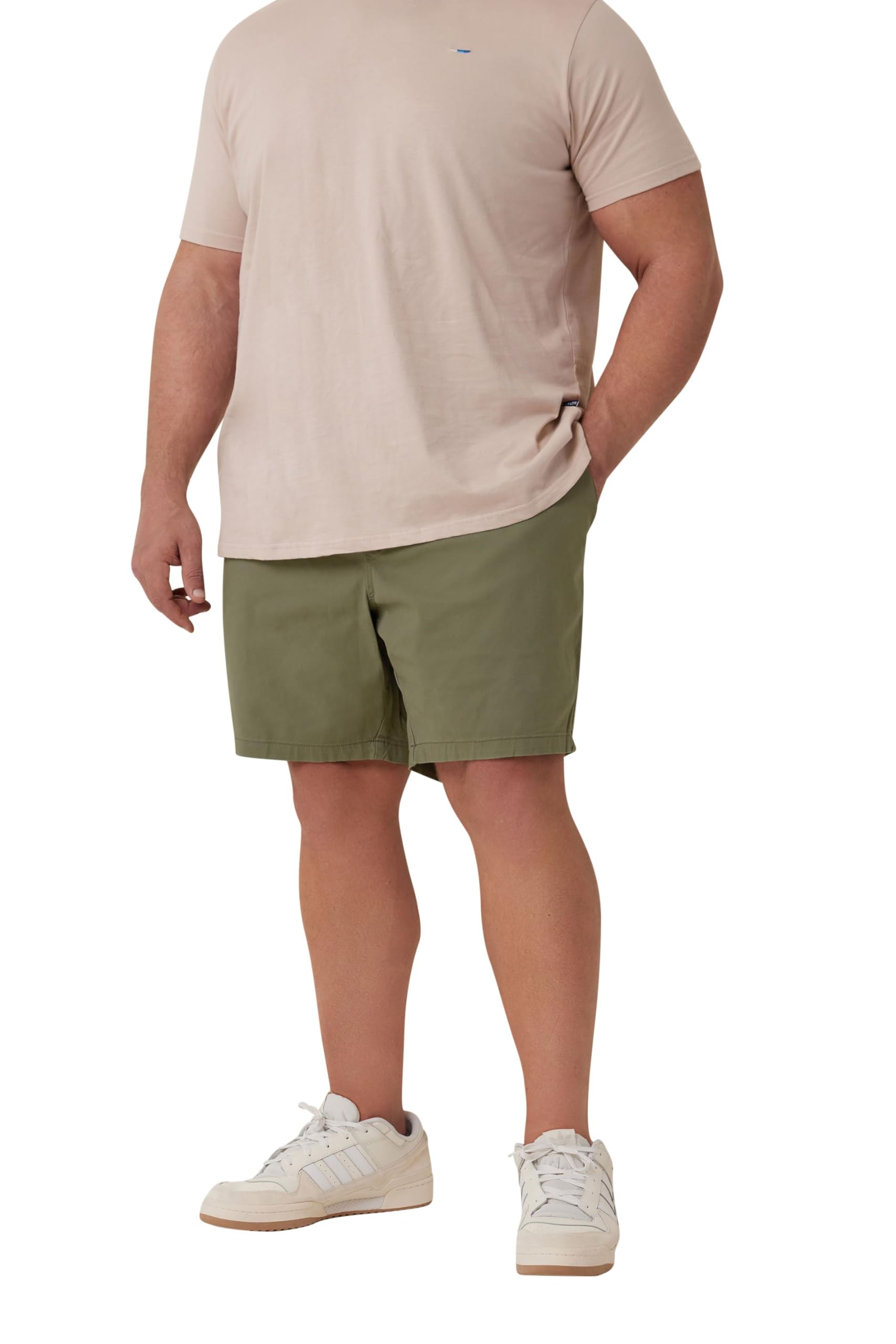 BadRhino Men's Light Khaki Cotton Elasticated Waist Chino Shorts 7-8XL