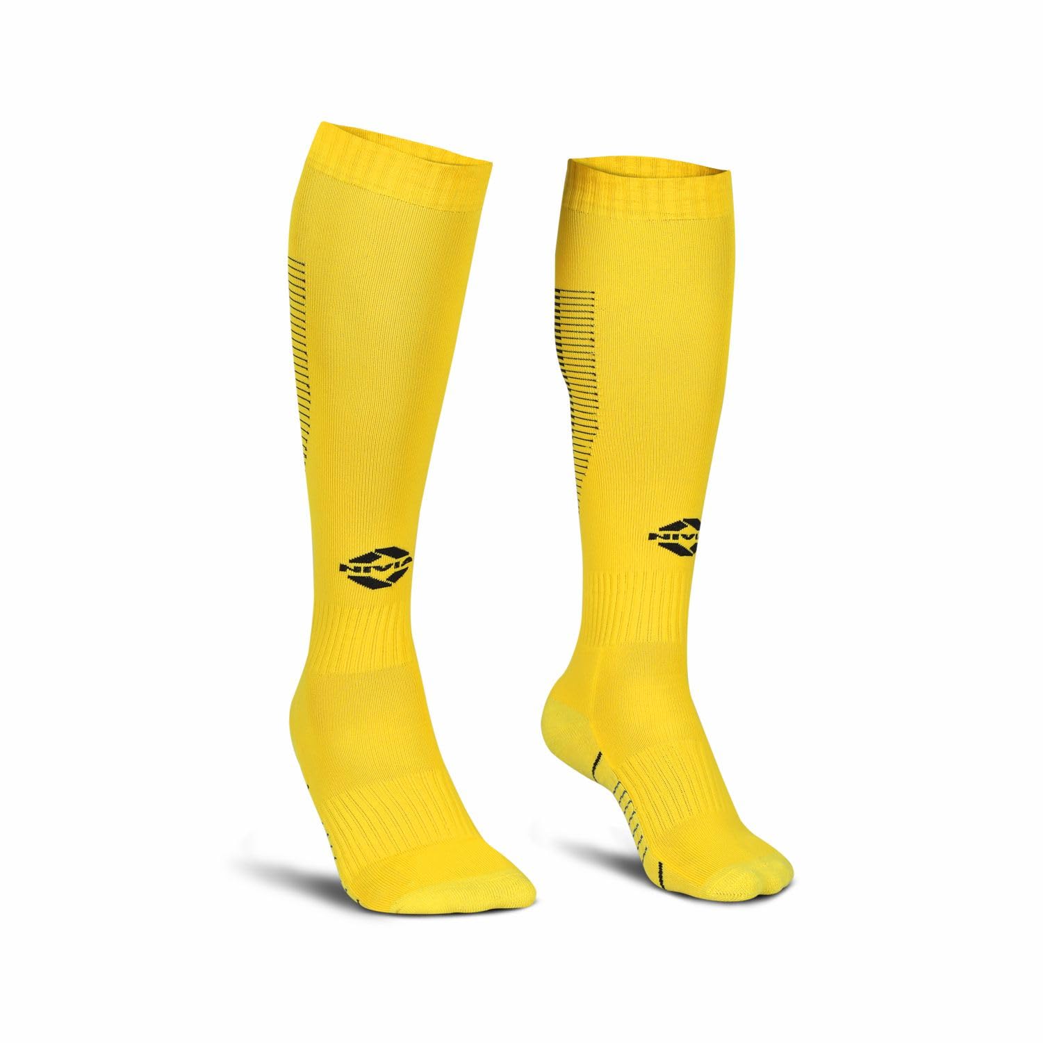 Rabona Football Super Stockings for Men & Women, Knee Length Stockings, Football Socks, Soccer Socks, Sports Socks, Polyester Blend (Yellow) Size - L