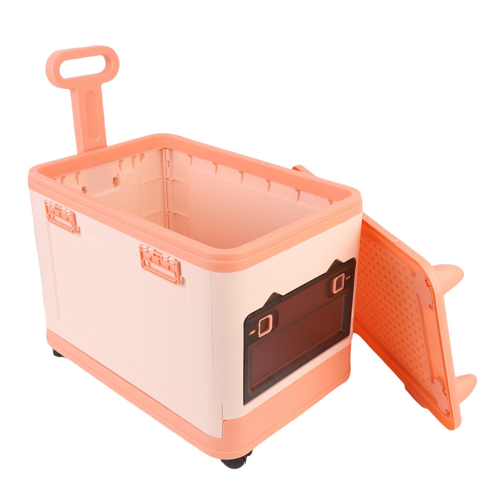 Alomejor Caja de Almacenamiento de Juguetes Plegable con Ruedas, Cofre de Organizador de Juguetes Compacto y Espacioso con Divisores para Niños 31x47x50cm (naranja rosa)