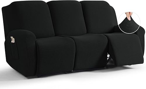 Miniatura 63 de TAOCOCO Fundas para sofá reclinable, 8 piezas, fundas elásticas para sofá grande de 3 asientos, fundas reclinables, protector de muebles con patrón