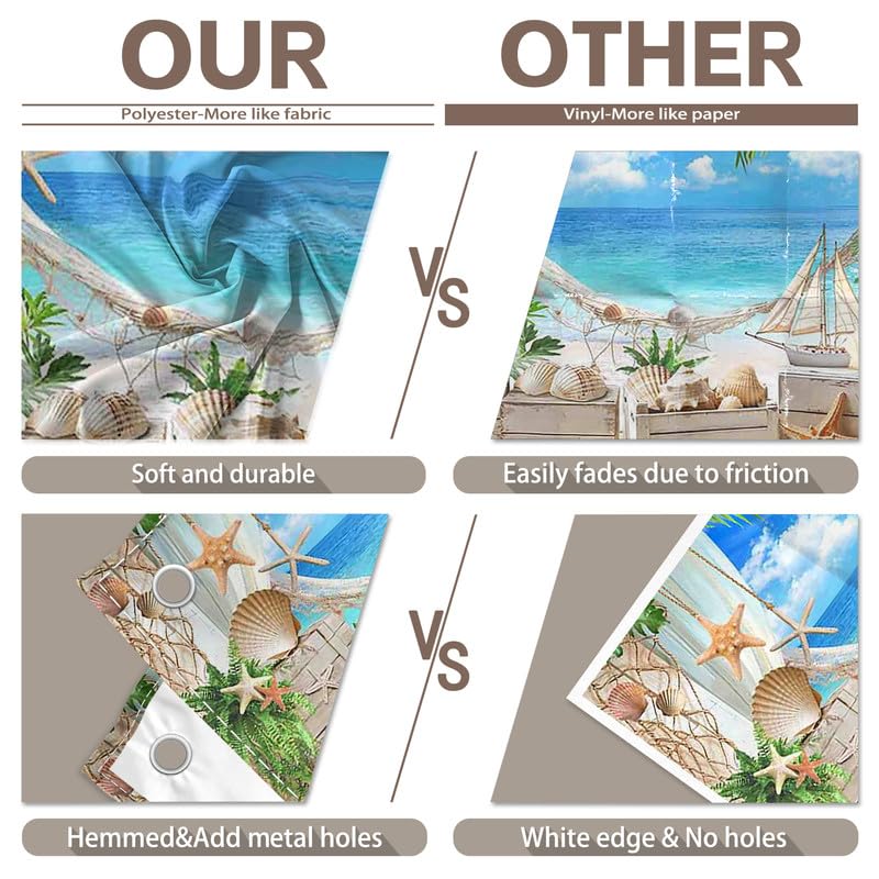 Luminora 2,1x1,5 m Tropikalna Plaża Morze Muszle Seaside Tło | Tkanina poliestrowa, Gobelin Aloha Luau Tło, Impreza Dzieci Rodzina, Dekoracje Baner, Fotobudka Plenerowa