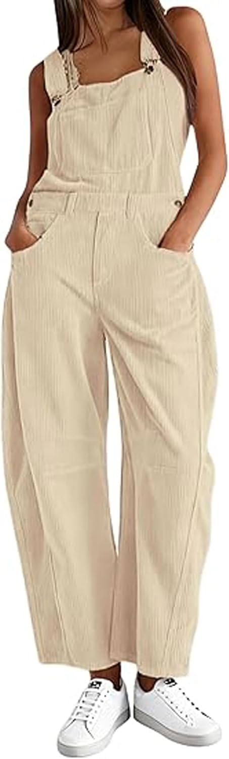 loveimgs Women Baggy Corduroy Overalls Wide Leg Jumpsuit Straps Patchwork Barrel Bib Overalls Fall Pants One Piece Outfit