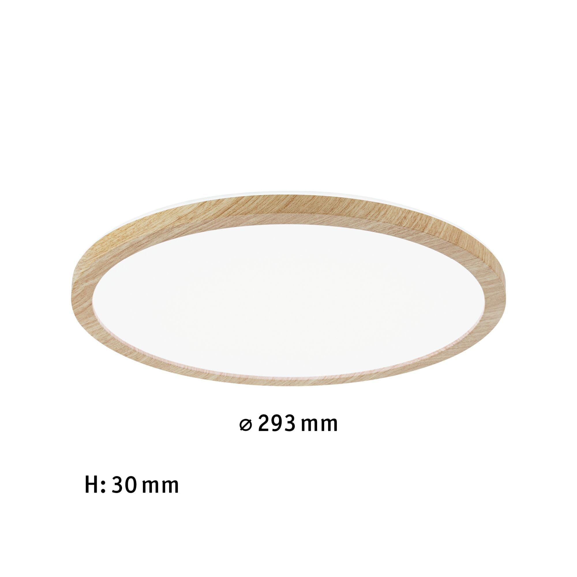 Paulmann 71033 Panneau LED Atria Shine Plafonnier avec rétro-éclairage rond IP44 16W 1600lm 293mm esthétique bois matière plastique 4000K Luminaire de salle de bain