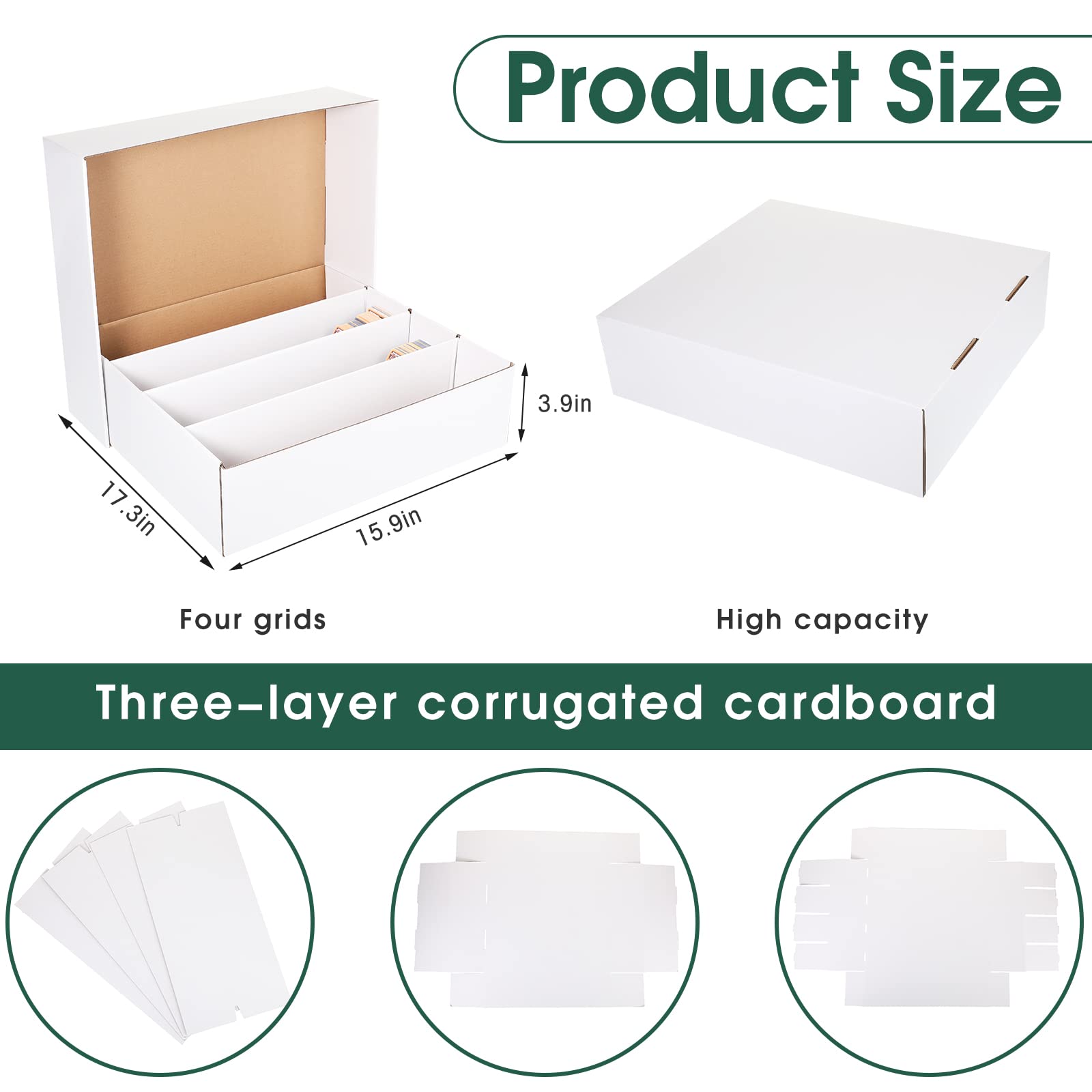 Cajas de almacenamiento de tarjetas deportivas de 3200 unidades, color blanco, caja de intercambio coleccionable para juegos de fútbol y béisbol, 1 unidad 2