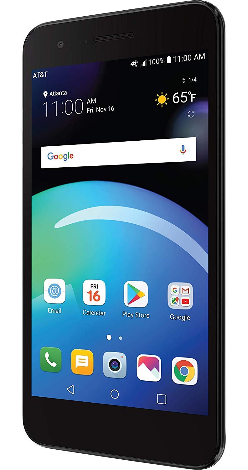 LG Phoenix 4 AT&T Prepaid Smartphone with 16GB, 4G LTE, Android 7.1 OS, 8MP + 5MP Cameras - Black (1