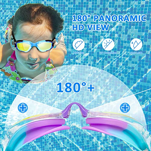 Xdx Kids Swim Goggles, 4 Pack Kids Goggles For Swimming With Uv Protection, Anti Fog No Leaking Swimming Goggles For Kids Youth 6-14 #TOP4