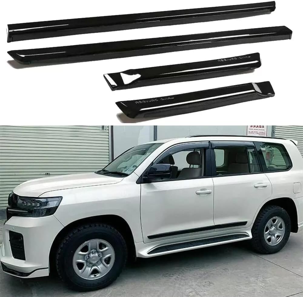 4Pcs Fits for Land Cruiser LC200 J200 2008 2009 2010 2011 2012 2013 2014 2015 2016 2017 2018 2019 2020 ABS Door Side Sill Molding Trims, glossy black, 337-21