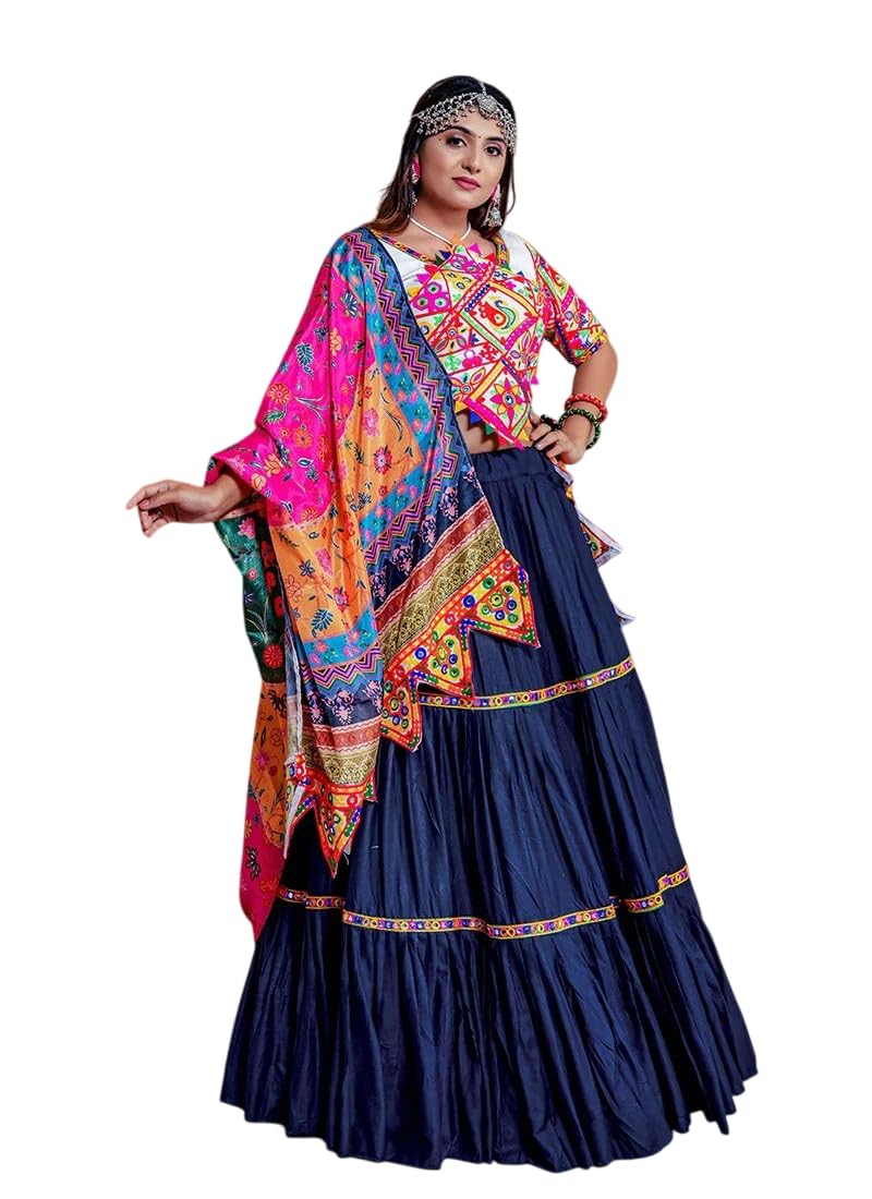 Women's Blue Viscose Kutch Work Chaniya Choli-image-32