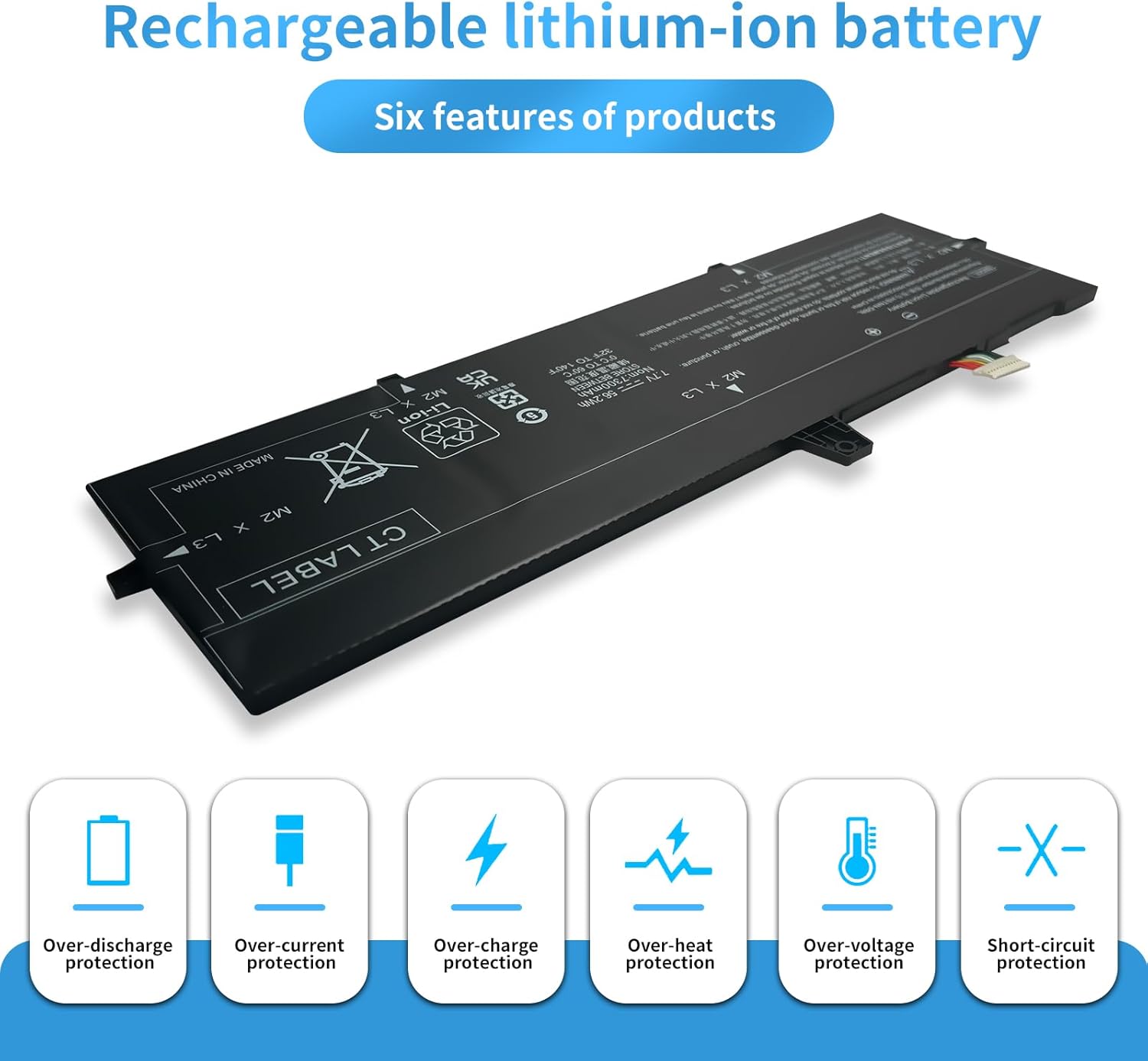 BM04XL BM04 HSTNN-UB7L HSTNN-DB8L L02031-2C1 L02031-241 L02031-541 BM04056XL L02475-855 L02478-855 Laptop Battery Replacement for HP EliteBook X360 1030 G3 G4 Series (7.7V 56.2Wh 7300mAh)