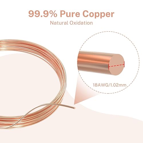 Miniatura 2 de FIRMERST Alambre de cobre de 18 AWG para la fabricación de joyas flexible muerto suave 30 pies