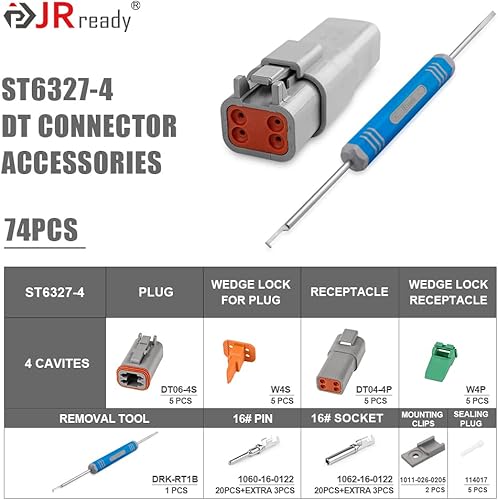 Vista 8 de JRready ST6302DT Deutsch Kit de conectores impermeabilizantes gris, 2 juegos de 2 pines 3 4 pines 6 8 12 pines serie DT conector con 16 contactos