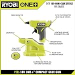 Ryobi ONE+ 18V Cordless Compact Glue Gun Kit with 1.5 Ah Compact Lithium-Ion Battery and 18V Charger