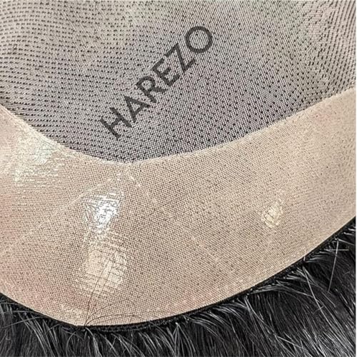 Image of Harezo Hair patch for men, Hair wig for men, Monofilament, 100% natural human hair, Durable & Easy To Self-Service, Easily attach with glue tape and clip, (11x9, Natural Black)