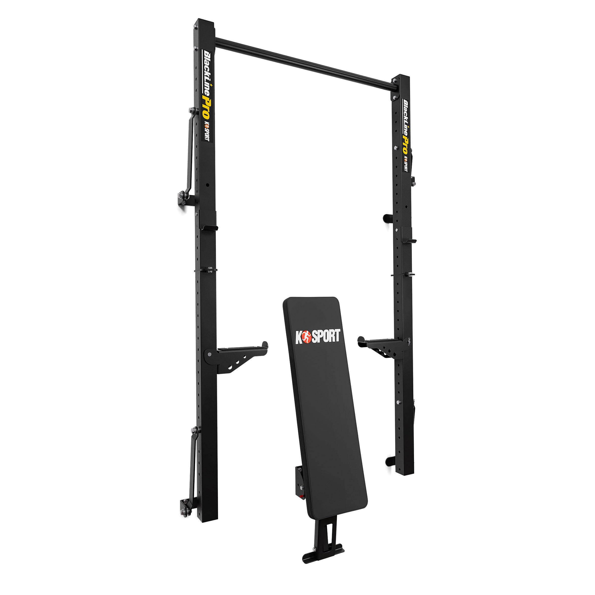 K-Sport: * Black Line * Wall Rack con panca pieghevole | Wall Rack pieghevole fino a 350 kg | Premium bilanciere con panca pieghevole fino a 275 kg | Set completo per Homegym