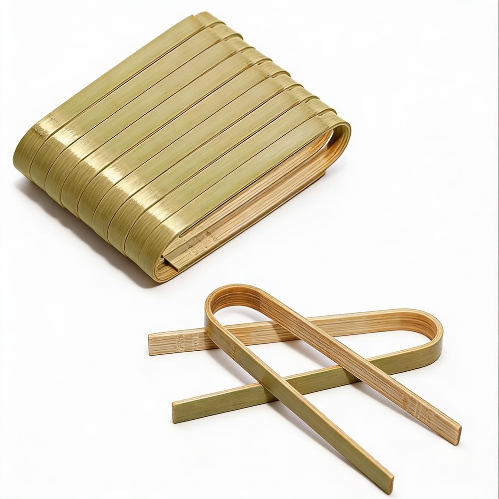 Juego de 20 pinzas de bambú para charcutería, mini pinzas desechables de madera para servir alimentos (10 cm)