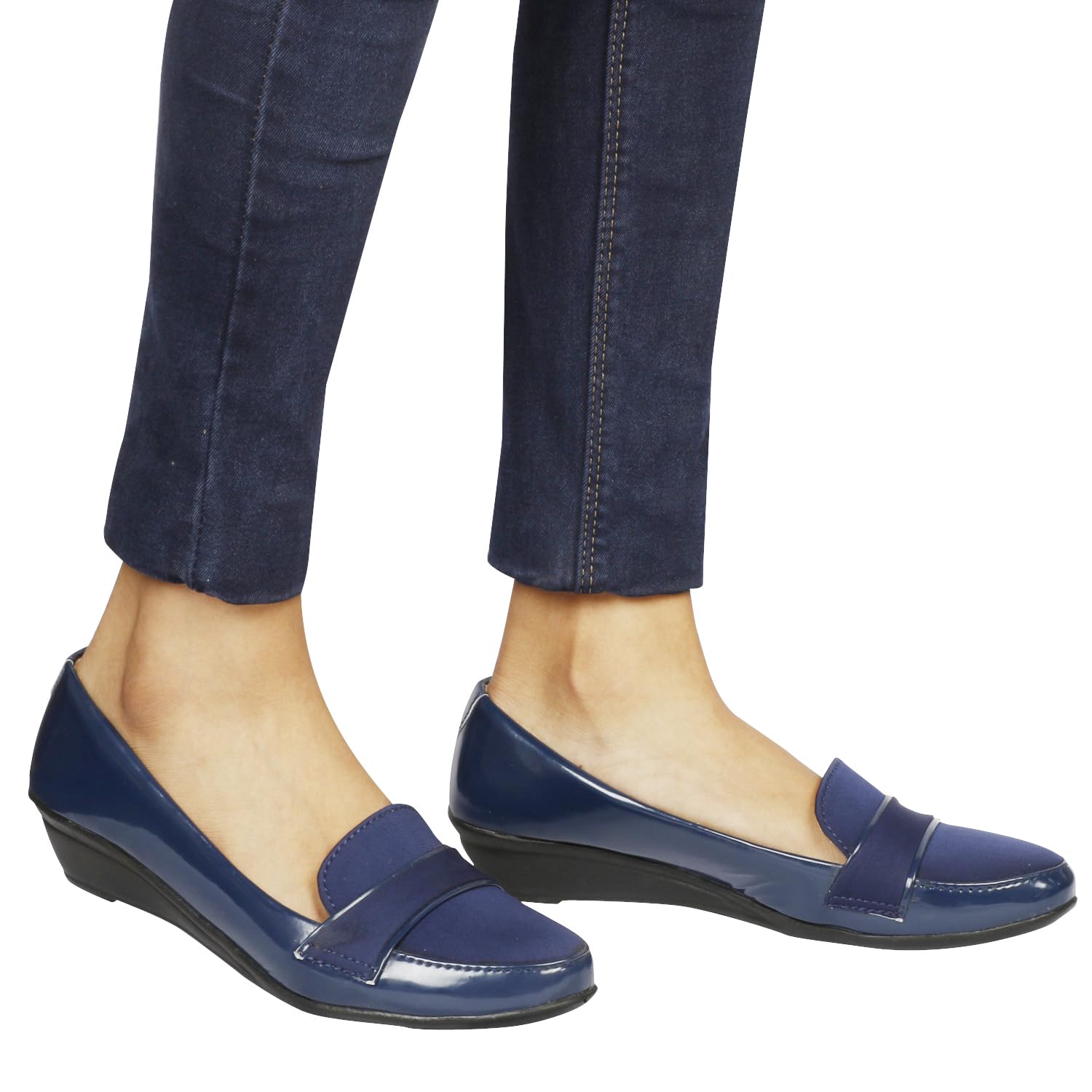 XE Looks Women's Navy Loafers | Sleek Closed-Toe Bellies | Comfortable Slip-On Shoes for Women & Girls 2