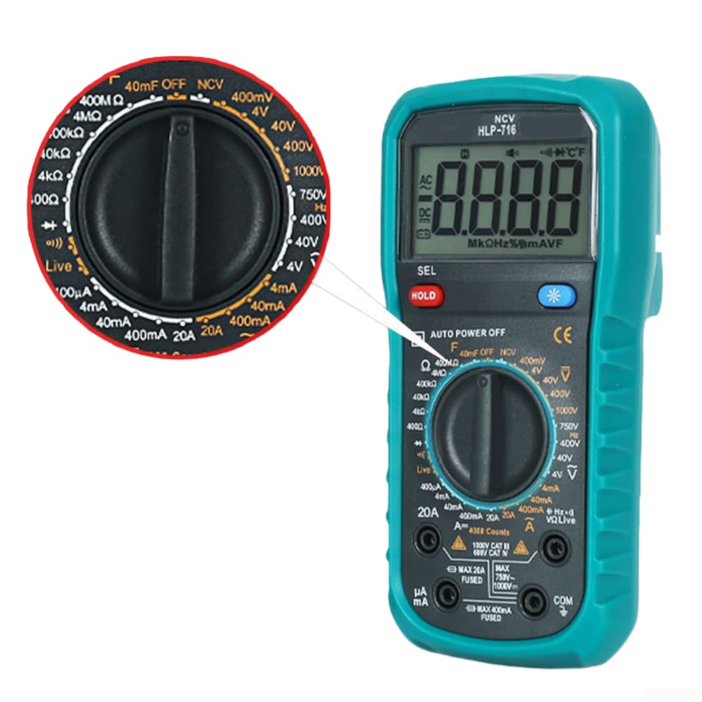 HLP716 Sprachgesteuertes digitales Multimeter für Elektriker mit Wechselstrom-, Gleichstrom-, Widerstands- und Kapazitätsfunktionen