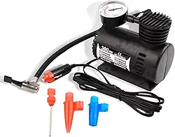 Compressor de Ar Portátil 300PSI 12V com 3 Bicos Inflador Automotivo Mini Compressor Veicular Compacto Leve Prático Calibrador Multiuso